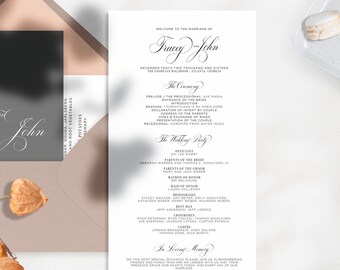 Calligraphy Script Wedding Ceremony Programs: modern wedding programs / wedding programs / custom wedding programs / formal programs