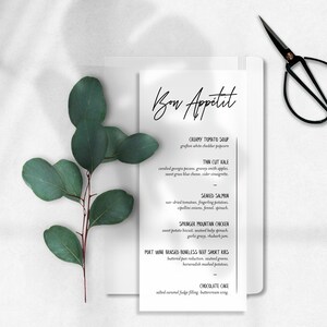 Nowoczesne menu weselne pisane ręcznie: nowoczesna karta menu / karta menu weselnego / spersonalizowana karta menu / menu bon appetit / menu drukowane