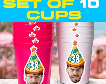 Gobelets personnalisés pour anniversaire : souvenirs photo (lot de 10)