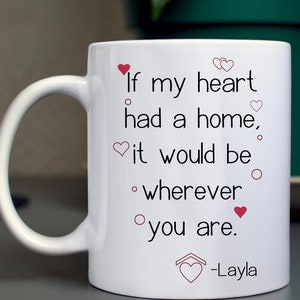 Valentines Day Mug, Heart at Home, Boyfriend Gift, Gift for Girlfriend, Anniversary gift mug husband wife