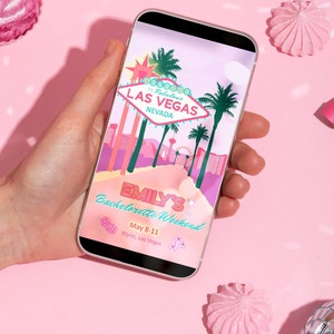 Decoración de despedida de soltera de Las Vegas, Plantilla de invitación digital de despedida de soltera, Invitación de fin de semana de despedida de soltera, Invitación móvil de Lucky in Love