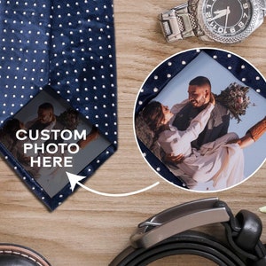 Fabric Tie Photo Wedding gifts - Peel N’ Stick Photo Patch wedding day gift for Him Personalized Fabric Tie Photo for father of the bride