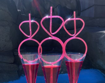 Diamond Ring Straws: Pink Bachelorette Party Favors
