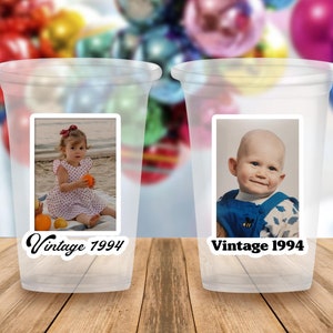 Tazze personalizzate con foto per feste di compleanno, decorazioni per compleanno con volto, regali fotografici, decorazioni per feste, tazze vintage per il 30° compleanno, compleanno retrò