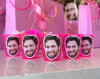 HOT PINK Custom shot glasses, Bridesmaids gifts, Bachelorette Party Favors, Birthday Party favors | Bachelorette face, bachelorette gifts