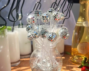 Disco ball drink stirrers | bar cart decor | bachelorette party favors | bar cart accessories | disco ball decor | bachelorette decorations