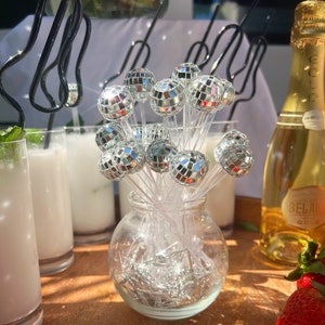 Disco ball drink stirrers | bar cart decor | bachelorette party favors | bar cart accessories | disco ball decor | bachelorette decorations