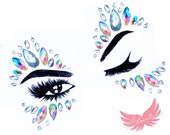 iridescent White Festival Face Jewels Rhinestone Face Gem Crystal Make Up Self Adhesive