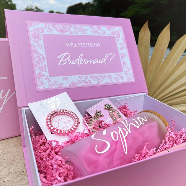 Caja de regalo personalizada, caja de propuesta de dama de honor vacía, propuesta de niña de flores de caja de regalo personalizada magnética, propuesta de dama de honor