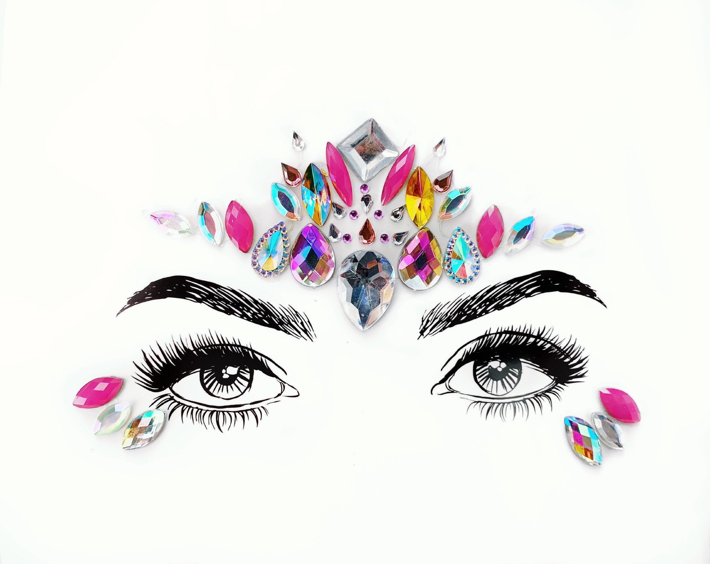 Multi colored Face Jewels Rhinestone Face Gem Crystal Festival Etsy
