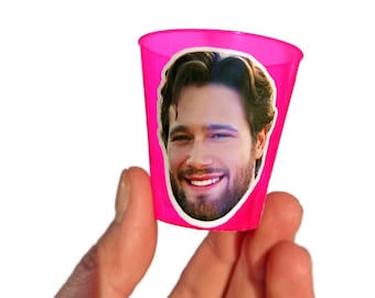 Custom Face Hot Pink Shot Glasses: Bachelorette Party Favors