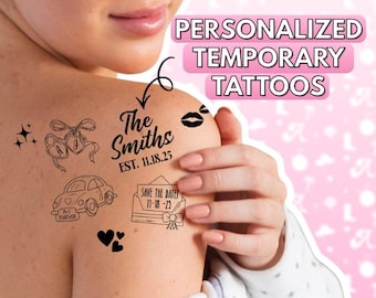 Tatouages temporaires de mariage personnalisés, cadeaux de douche nuptiales personnalisés