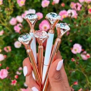 Bridesmaid gifts Silver Pink diamond Pen