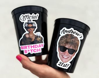 Personalized 21st Birthday Cups | Custom Photo Party Favors, Milestone Celebration Decorations
