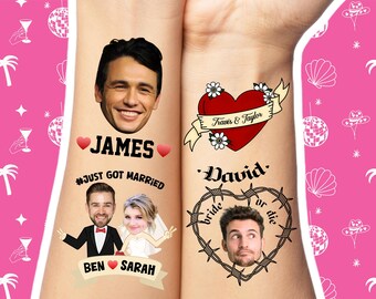 Custom Groom Face Temporary Tattoos, Bachelorette Party Favors