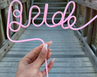 Pink Bride Straw: Bachelorette Party Favor