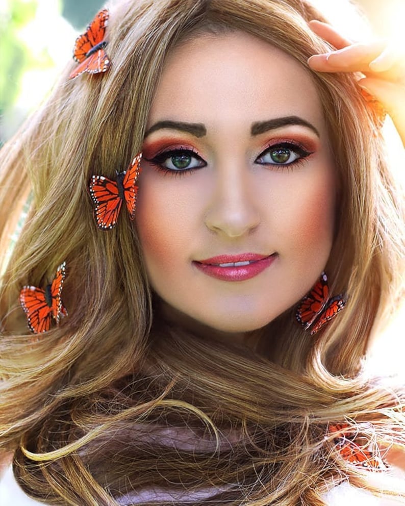 Monarch Orange Butterfly Hair Clips 90s Fairy Hair Pin Etsy UK