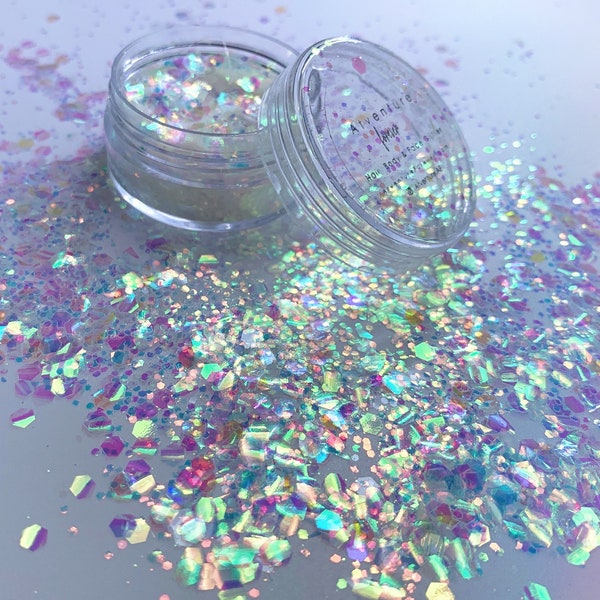Iridescent Festival Body and Face Glitter Holographic rave Glitter Makeup Music festival Party Make up Body Paint