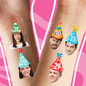 Custom tattoos Birthday party favors BdayTattoos - Birthday Face Tattoos Party Favors gift ideas - personalized face tattoos birthday gift