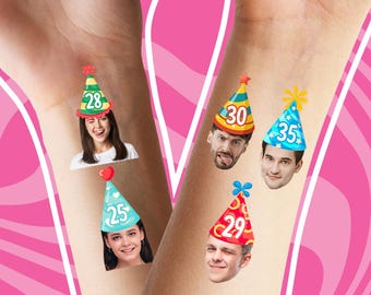 Custom tattoos Birthday party favors BdayTattoos - Birthday Face Tattoos Party Favors gift ideas - personalized face tattoos birthday gift
