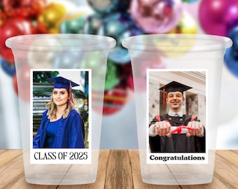 Aangepaste vintage foto-afstudeerbekers: gepersonaliseerd feestdecor