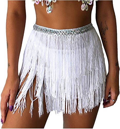 Pink or White Festival Fringe Rave Skirt Bachelorette Party EDM tasse…