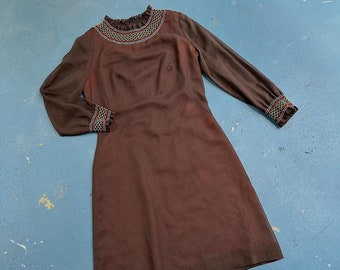 Vintage 70s Brown Cocktail Dress