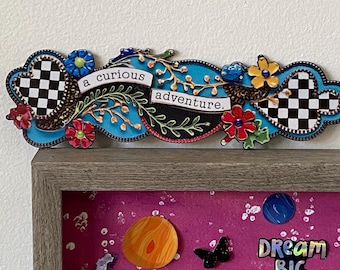 A Curious Adventure Wall Art, Whimsical 8 Inch Quote Shelf Sitter Decor Sign