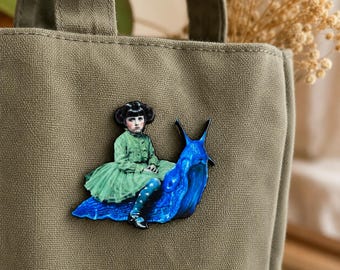 Feeling Sluggish Brooch | Weird Snail Creature Pin, Whimsical Oddity Badge