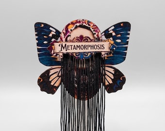 Metamorphosis Butterfly Brooch with Fringe, Whimsical Statement Pin
