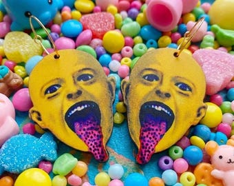 Weird Art Earrings, Taste Tester, Eclectic Dangle Hoops