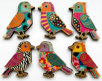 cog feather Society Brooch | choose your favorite bird pin design