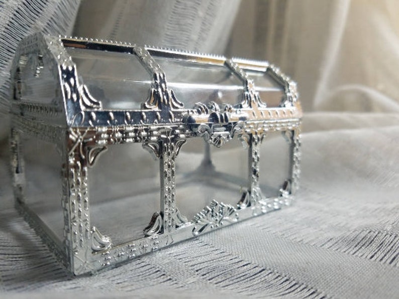 Small Silver and Clear Treasure Chest for Party Favors Cofre Etsy