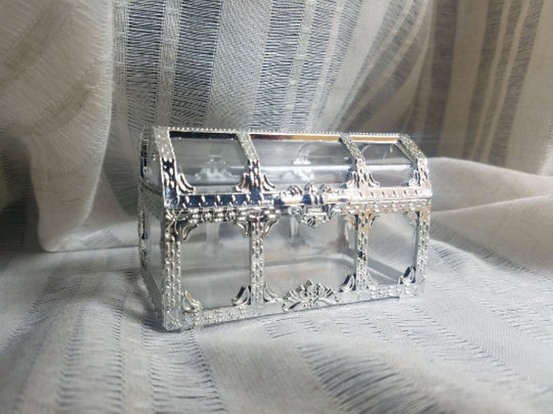 Small Silver and Clear Treasure Chest for Party Favors Cofre Etsy