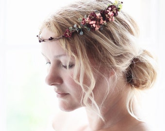 Elfenhafter Blumenkranz Haare , Haarschmuck Boho Hochzeit , Haarkranz Blumen , Kopfschmuck Hochzeit , Blumenkranz Boho Braut