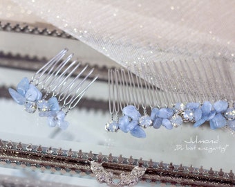 Bridal hair accessories | Blue wedding hair comb | Bridal Blue Pearl Hair Comb | blue fascinators weddings | hair jewelry | blue pearls headpiece