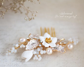 Haarschmuck Braut | Blumen Perlen Haarkamm zur Hochzeit | Romantic Bridal Flower Hair Comb | Wedding Peals Headpieces | Hair Flower Jewelry