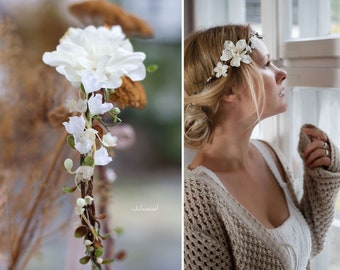 Haarband mit Blumen . Haarschmuck Braut . Blumenkranz Oktoberfest . Elfenkrone . Hochzeit Blumenkranz Haare . Blumen Haarkranz  Braut Krone