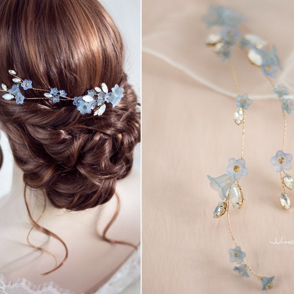 romantic blu bridal tiara |  blue headpieces for wedding | blue fairy crown | wedding tiara | blue hair jewelry | bride hair crown elfen