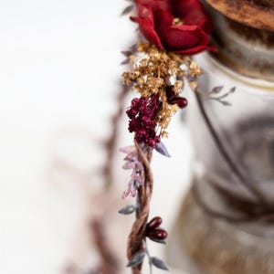 Rustic Hair Accessory with Red Roses – Wedding Flower Crown, Bridal Hairpiece, Red Rose Hair Wreath, Bridal Flower Accessory, Hair Crown image 8