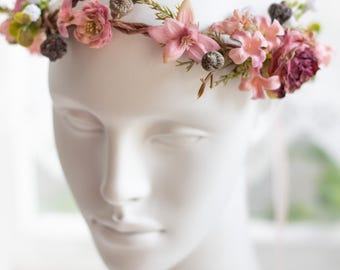 Corona Floreale Vividsun Con Fiori Di Camelia Rosa, Fascia Regolabile Per Capelli, Copricapo Da Sposa E Accessorio Per Festa