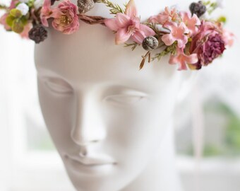 Corona Floreale Vividsun Con Fiori Di Camelia Rosa, Fascia Regolabile Per Capelli, Copricapo Da Sposa E Accessorio Per Festa