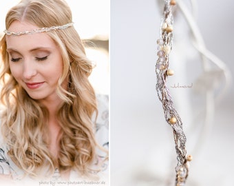 Bride Hair Band Wedding. rustic bride hair accessories. Wedding hair accessories with pearls, bridal tiara. Lace Hair Band . Bridal Elf Crown