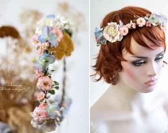 Romantic boho bridal hair accessories, flower wreath hair accessories wedding elven crown hair wreath flowers flower wreath hair hair wreath flowers