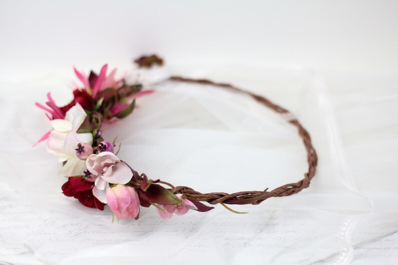 Boho Flower Crown, Bridal Headpiece, Floral Hair Piece, Wedding Hair Accessories, Boho Headband, Bridal Hair Flowers, Flower Headpiece image 13