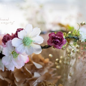 Blumenkranz Haare | Boho Braut Hochzeitskranz | Blumen Elfenkrone | Braut Haarschmuck mit Blumen | Blumen Haarband zur Hochzeit Blumenkrone