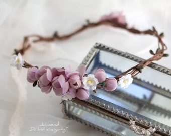 Couronne de cheveux romantique avec des fleurs Boho Bride | Couronne de fleurs | Accessoires pour cheveux Bride Flowers | Elven Crown Hair Band Fleurs | Couronne de cheveux de mariée