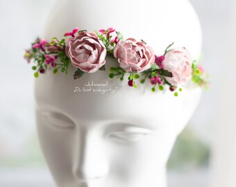 Accessoires pour cheveux Bride Flower Girl demoiselle d’honneur | Couronne de fleurs | Couronne de fleurs de mariée Cheveux | Couronne de cheveux de mariage Fleurs | Coiffe de la couronne elfique