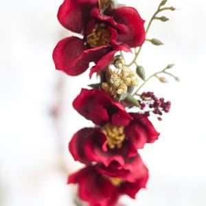 Rustic Hair Accessory with Red Roses – Wedding Flower Crown, Bridal Hairpiece, Red Rose Hair Wreath, Bridal Flower Accessory, Hair Crown image 3