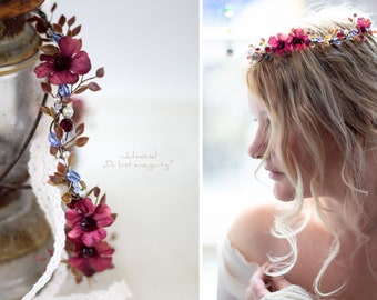 Haarschmuck Braut Blumenkranz Haare . Kopfstück Blumen . Hochzeit Haarkranz Blumen . Elfenkrone Blumen . bridal flower tiara hair crown